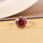 9K Yellow Gold Red Moissanite Solitaire Ring 1.72 Ct.