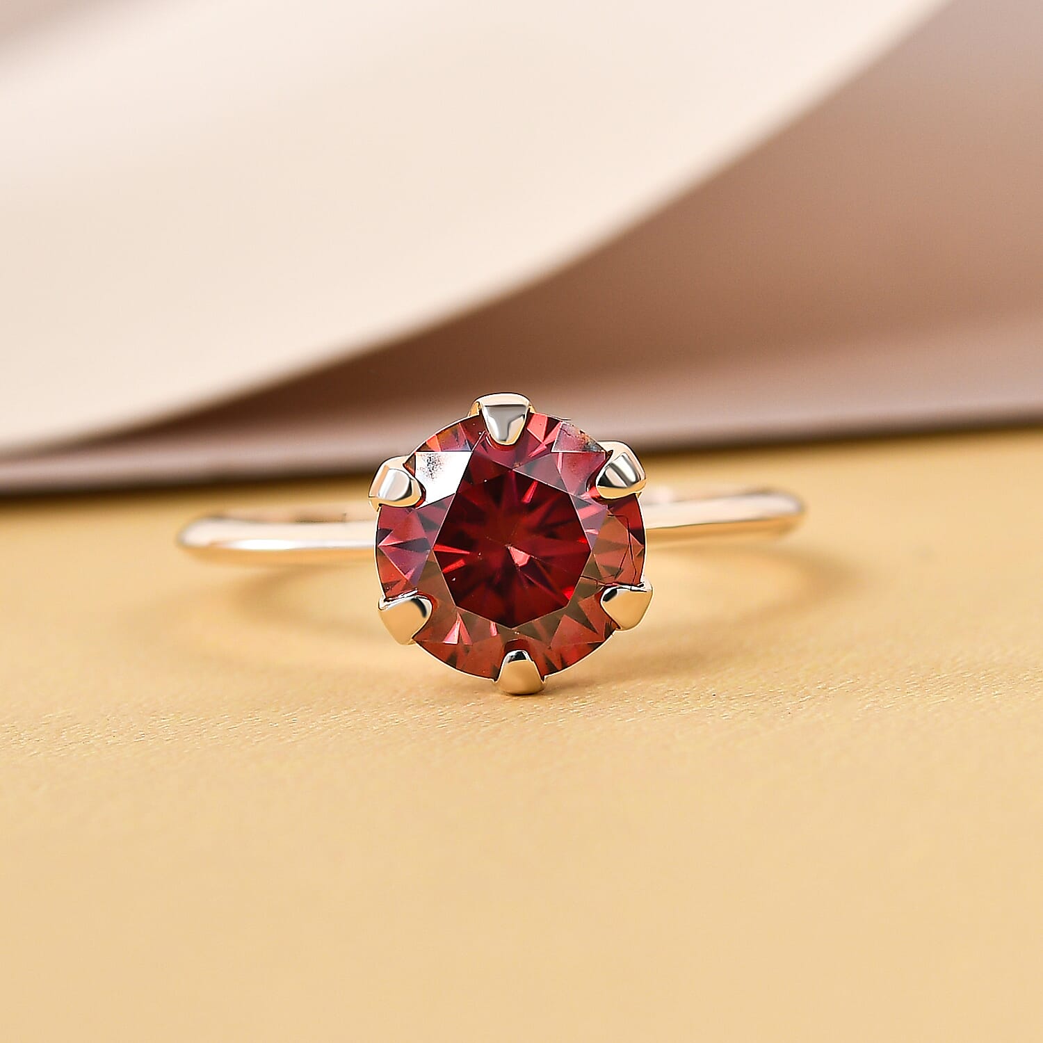 9K Yellow Gold Red Moissanite Solitaire Ring 1.72 Ct. 8860672 2
