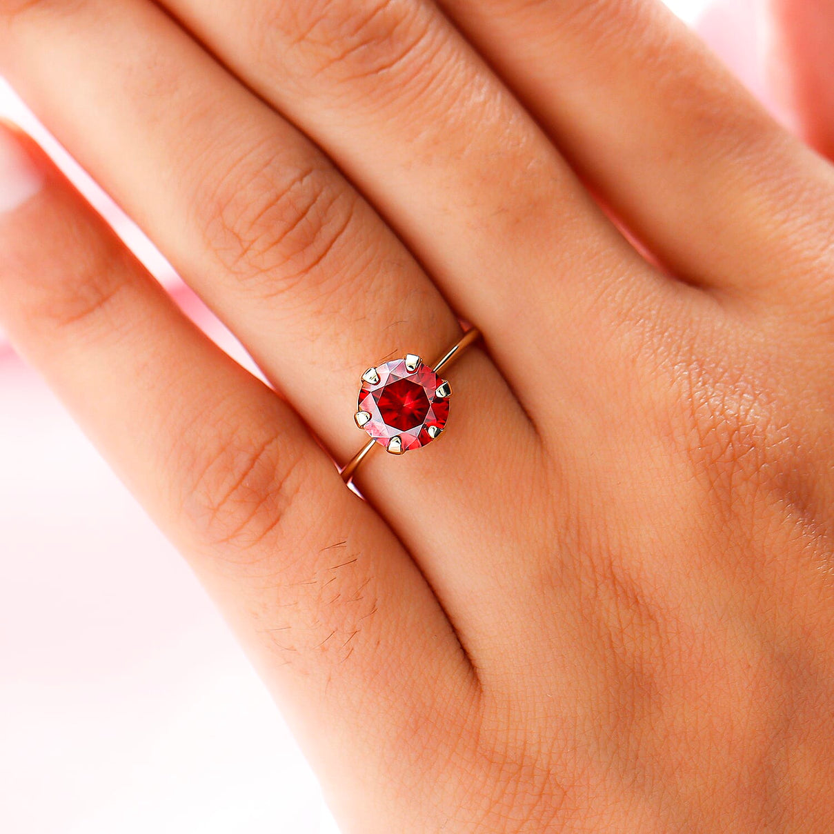 9K Yellow Gold Red Moissanite Solitaire Ring 1.72 Ct. 8860672 3