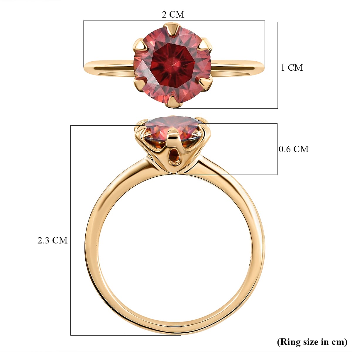 9K Yellow Gold Red Moissanite Solitaire Ring 1.72 Ct. 8860672 6
