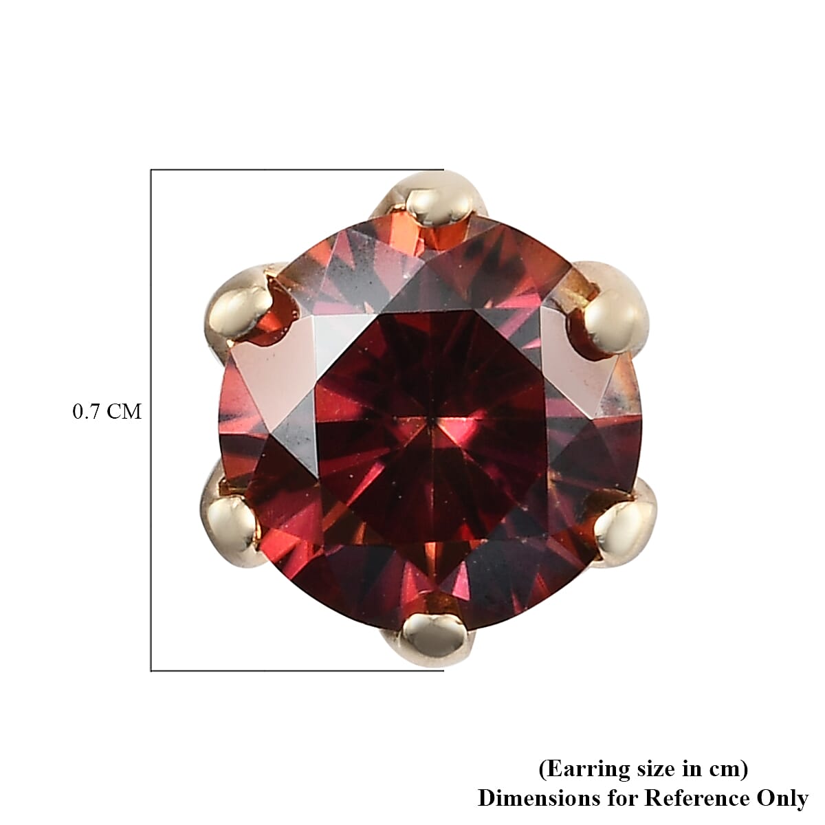9K Yellow Gold Red Moissanite Solitaire Stud Earrings 1.44 Ct., Gold Wt. 0.68 Gms 8965015 5