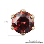 9K Yellow Gold Red Moissanite Stud Earrings (with Push Back) 1.50 Ct.