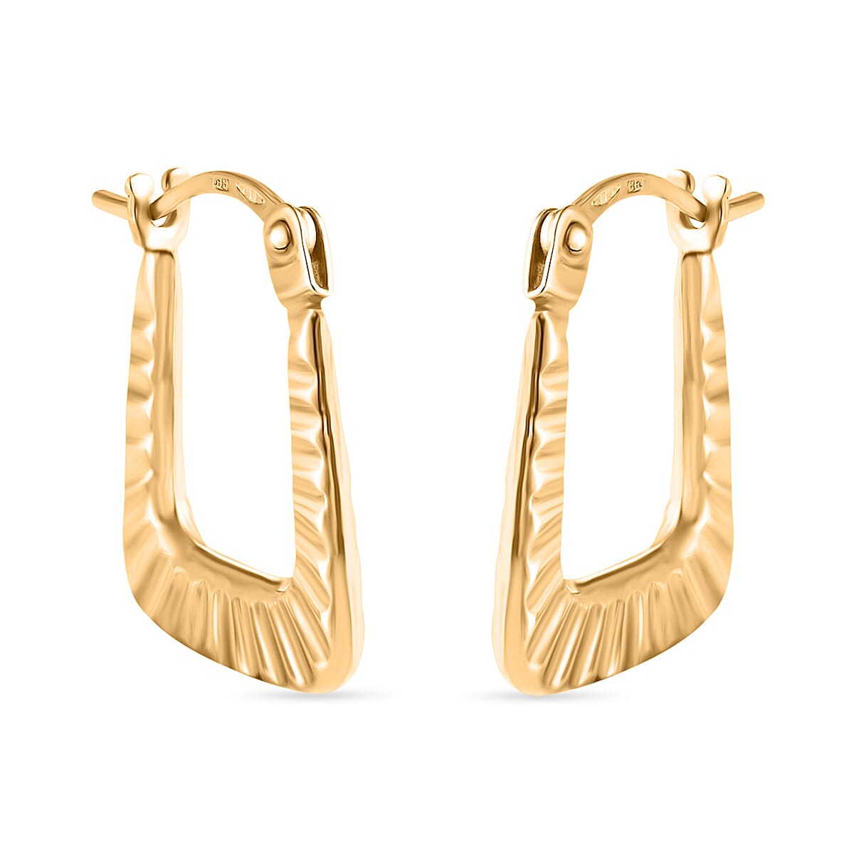 9K Yellow Gold Ribbed Creole Earring With Clasp 8024954 0