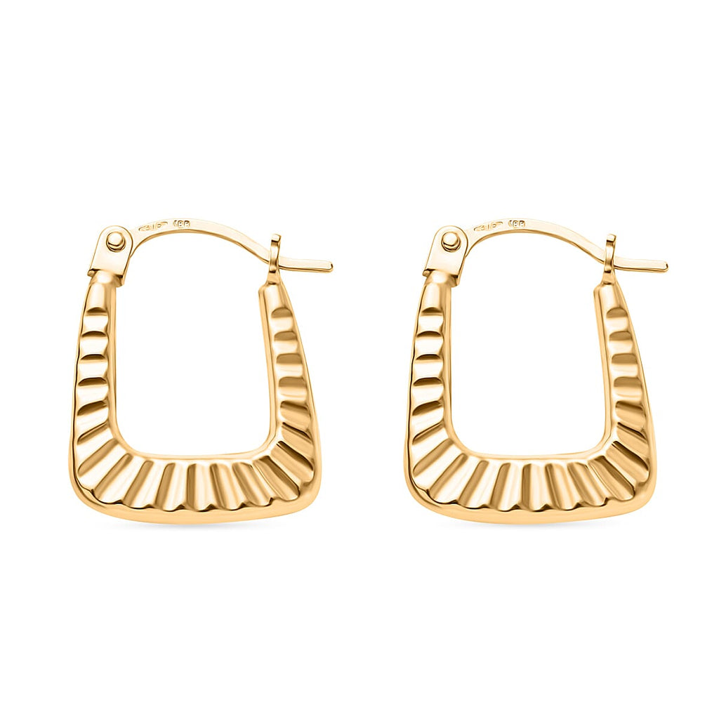 9K Yellow Gold Ribbed Creole Earring With Clasp