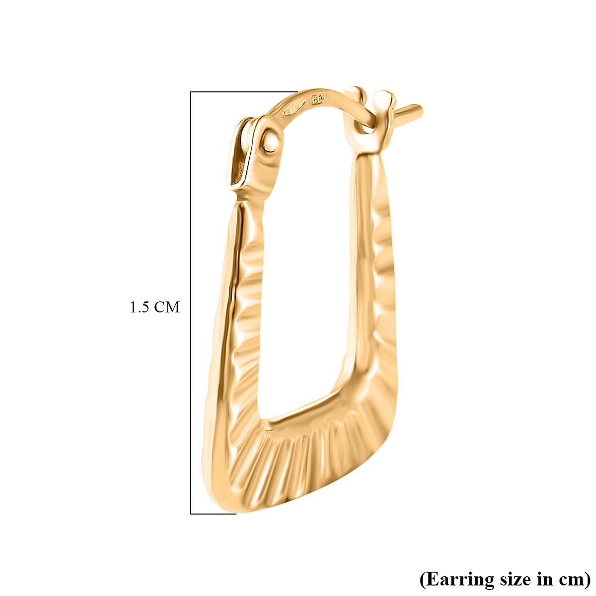 9K Yellow Gold Ribbed Creole Earring With Clasp 8024954 4