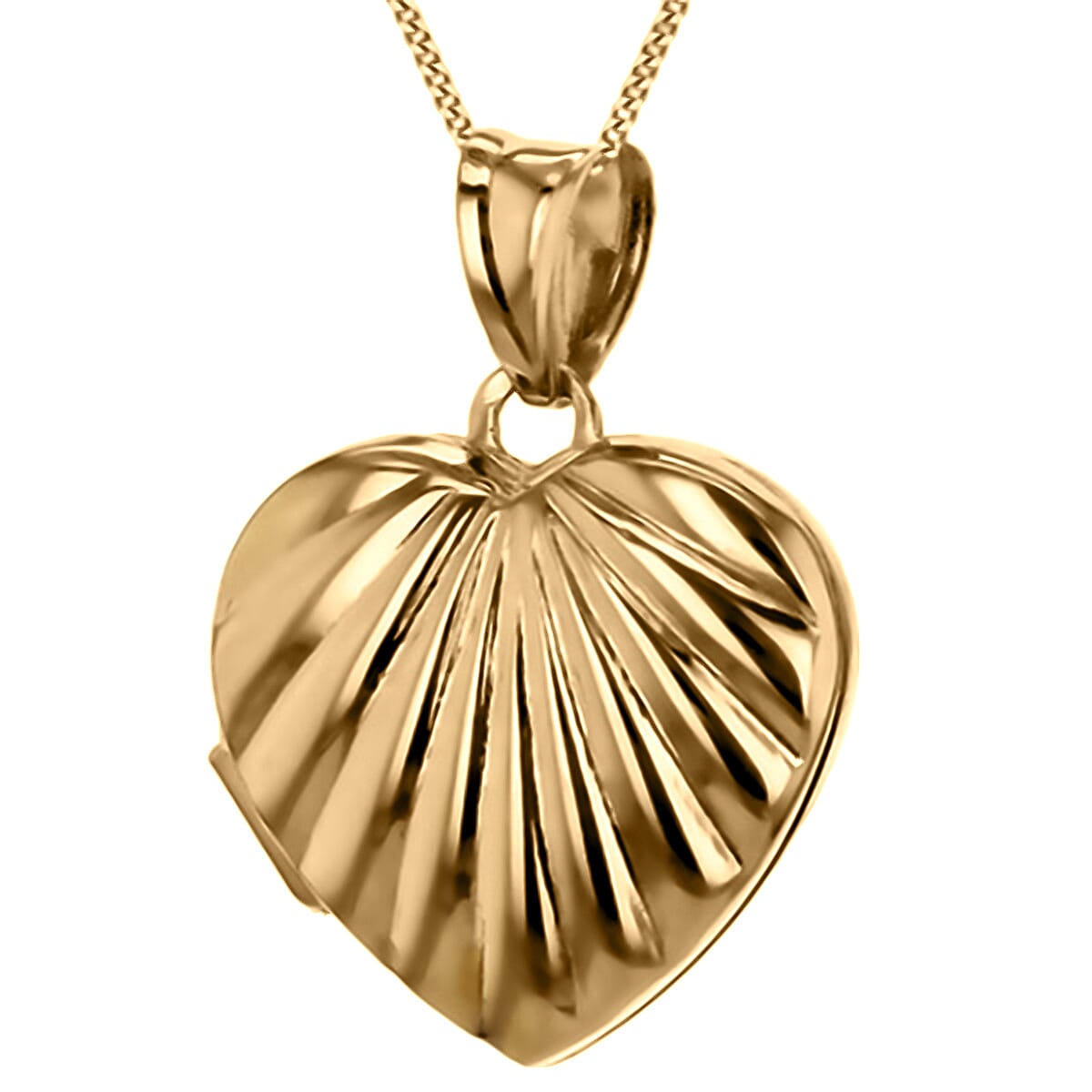 Gold Treasure Chest - 9K Yellow Gold Ribbed Heart Locket Pendant Wt 2.75 Gram 7711222 0
