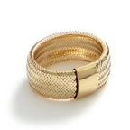 Maestro Collection - 9K Yellow Gold Mesh Design Ring - Medium Size (M TO P)