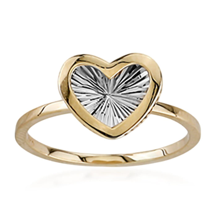 Closeout Deal - 9K Yellow and White Gold Heart Ring 8157423 1
