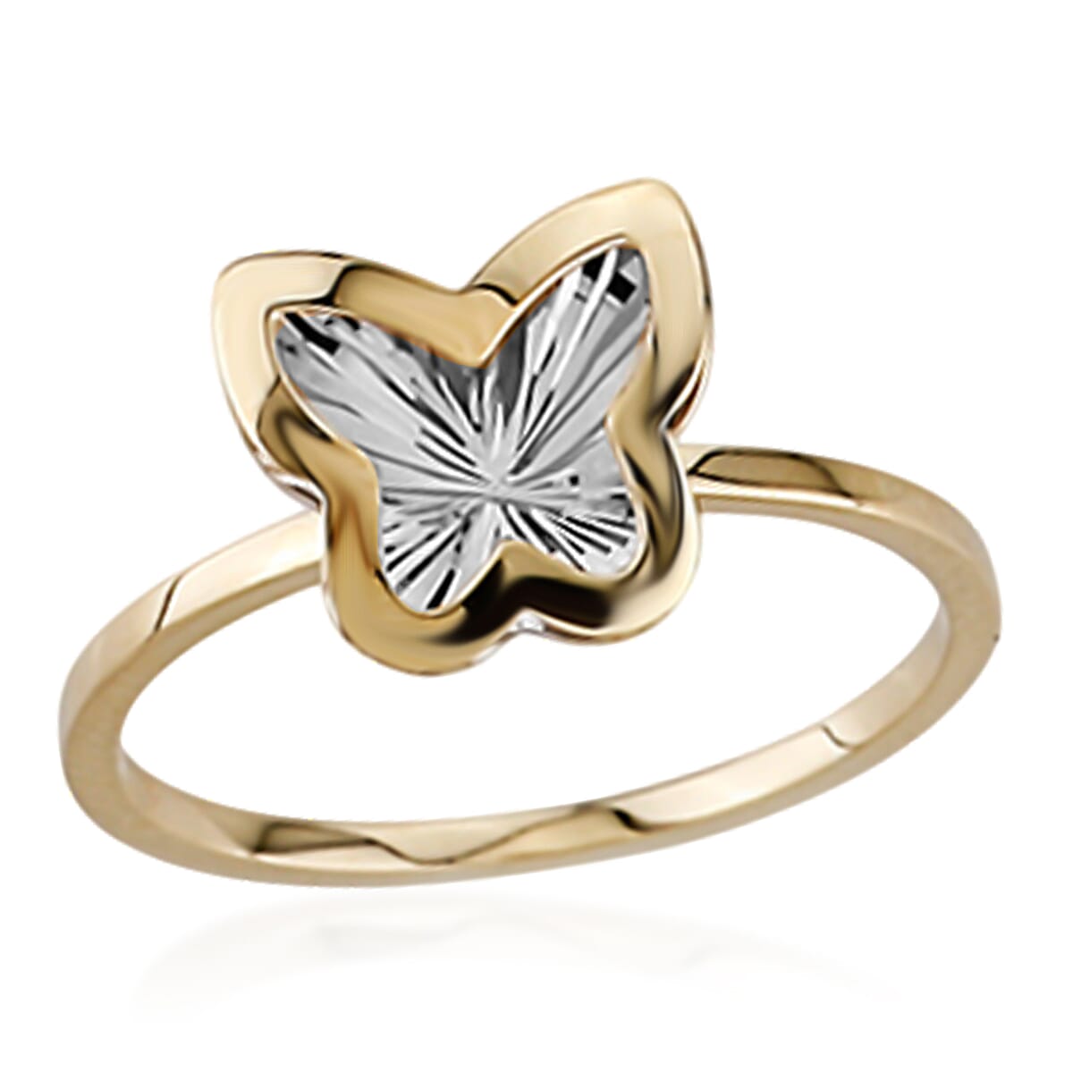 Designer Inspired Closeout Deal - 9K Yellow &amp; White Gold Diamond-Cut Butterfly Ring 8157911 0