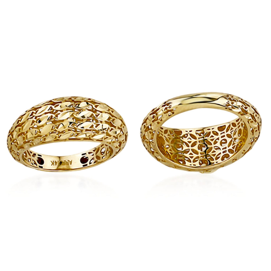 Vicenza Closeout - 9K Yellow Gold Diamond Cut Broad Dome Ring Gold wt 2.13gms