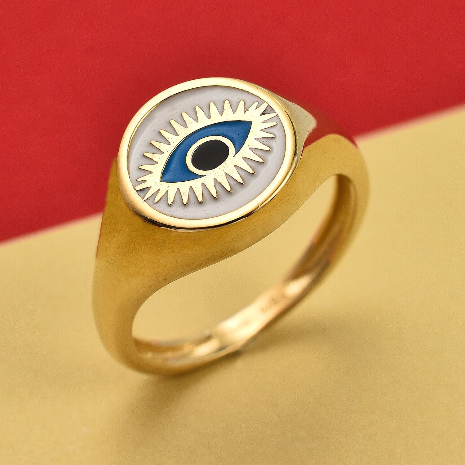 Las Vegas Closeout Deal - 9K Yellow Gold Enamelled Ring 7227294 8