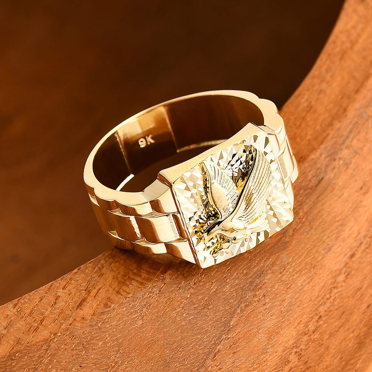 Designer Inspired 9K Yellow Gold Eagle Ring 8109523 1