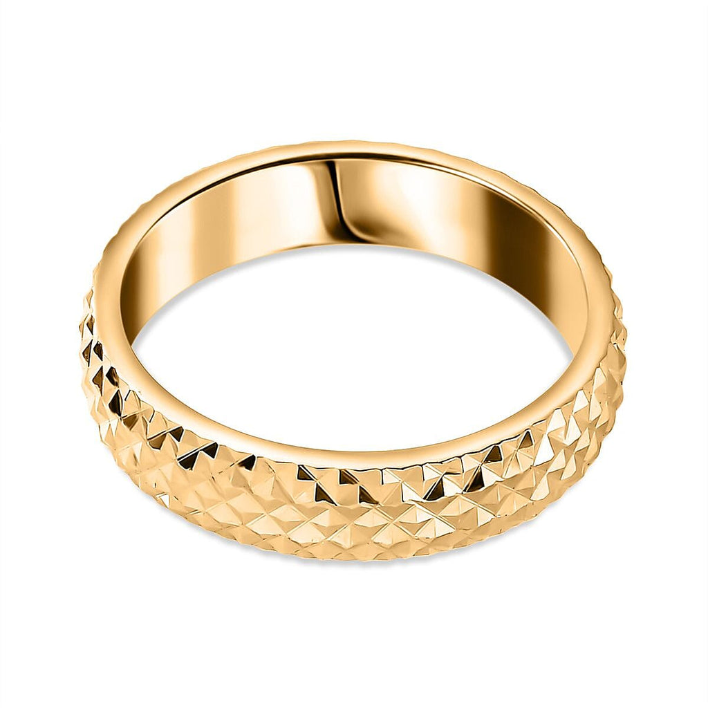 9K Yellow Gold Diamond Cut Ring, Gold Wt. 4 Gms