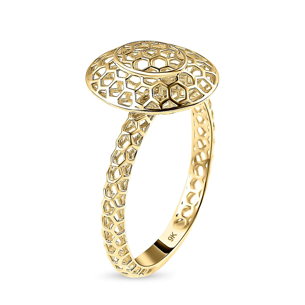 9K Yellow Gold Honeycomb Ring