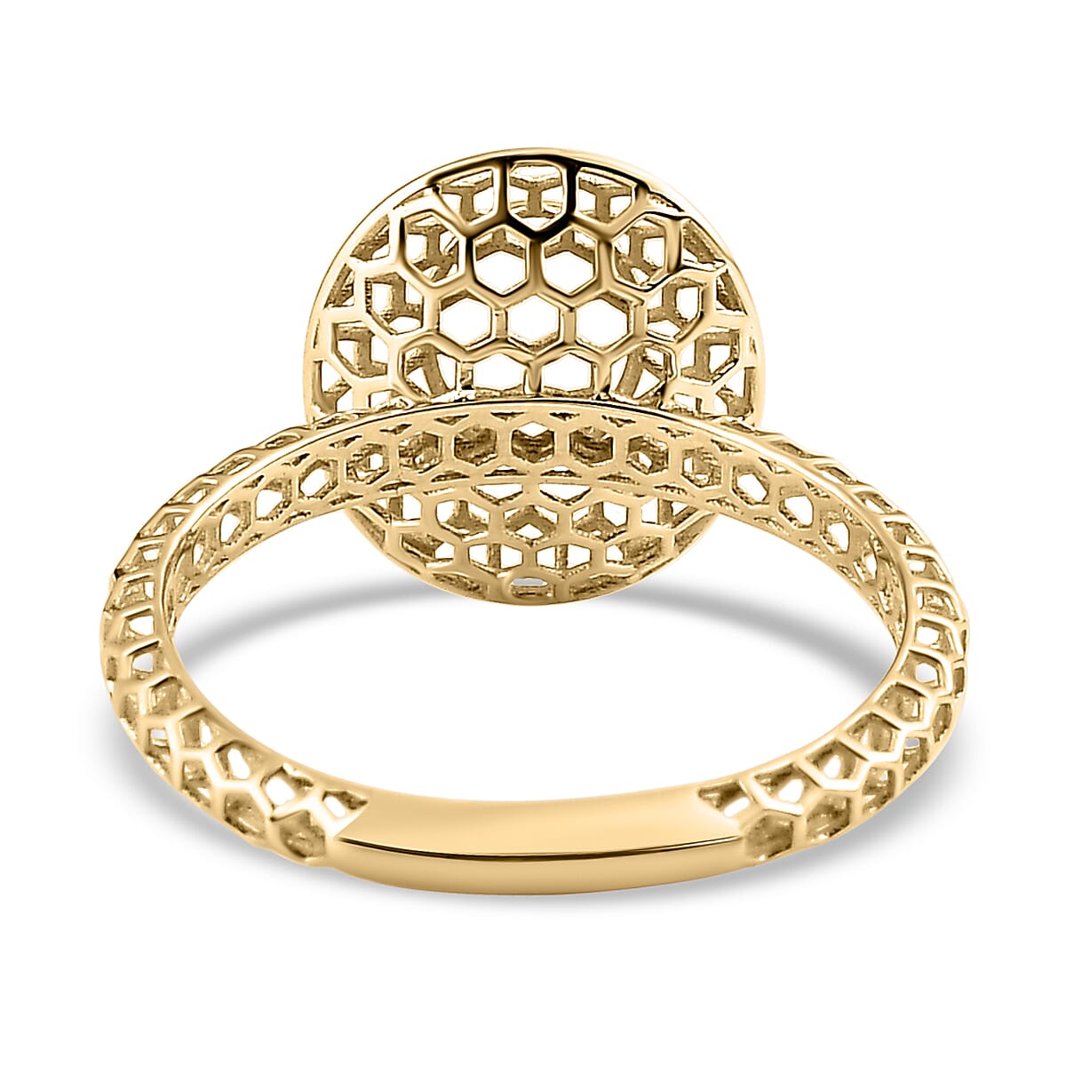 9K Yellow Gold Honeycomb Ring 7517560 10