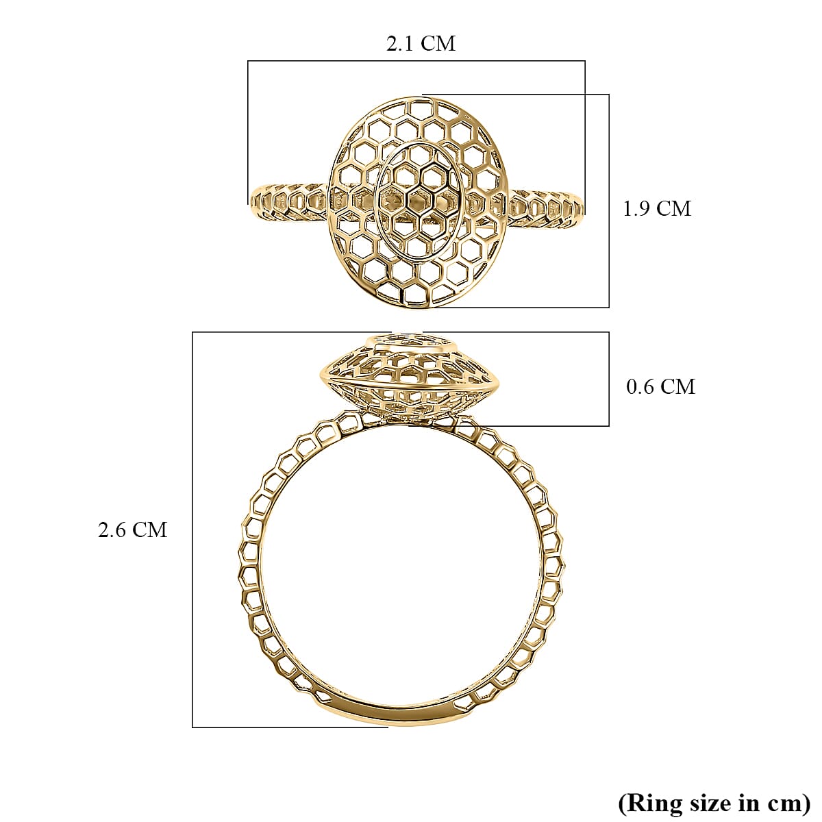 9K Yellow Gold Honeycomb Ring 7517560 12