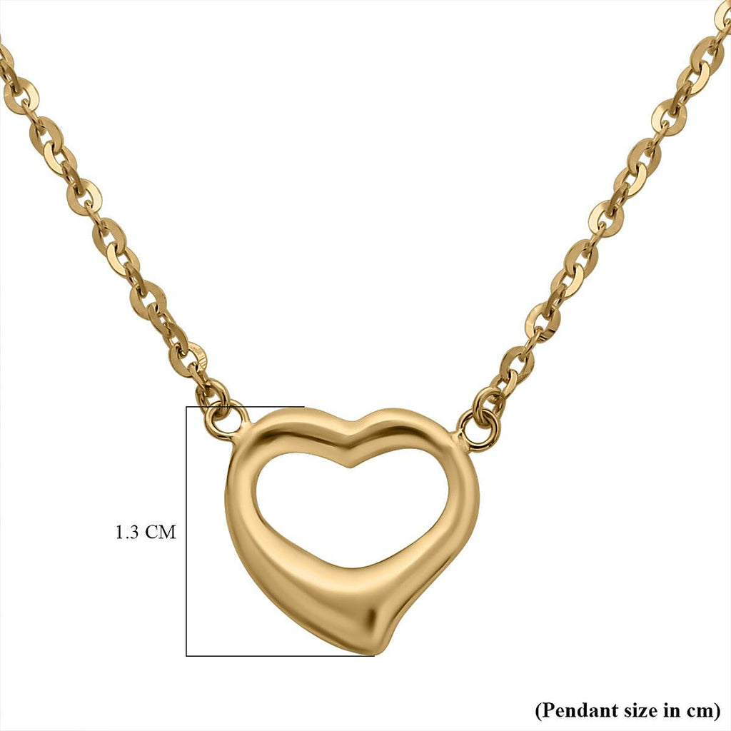 Vicenza Closeout - 9K Yellow Gold Heart Necklace (Size - 18)