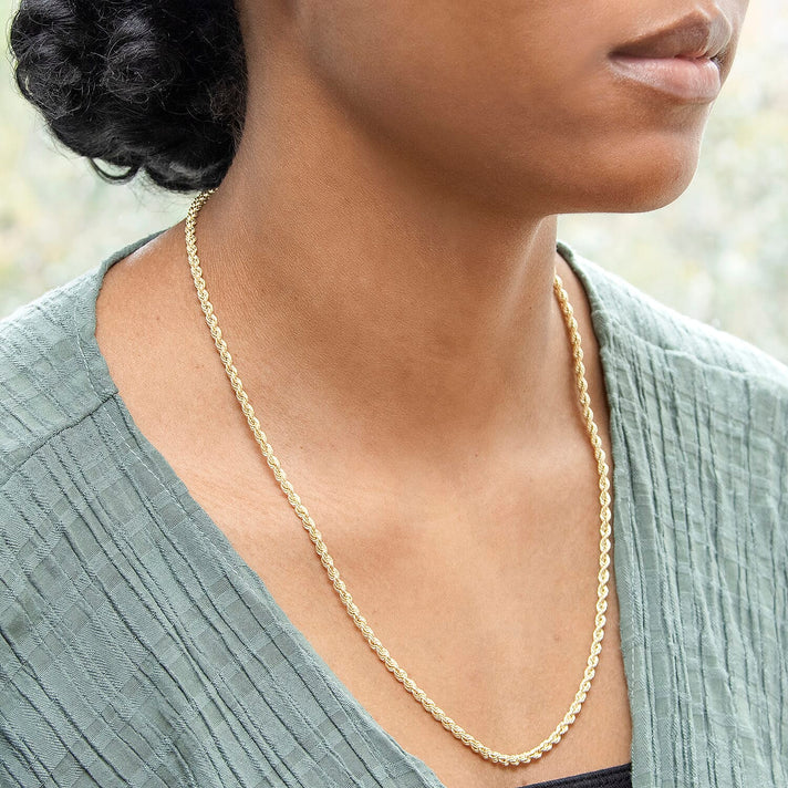 9K Yellow Gold Rope Chain 22 Inch 7190068 2