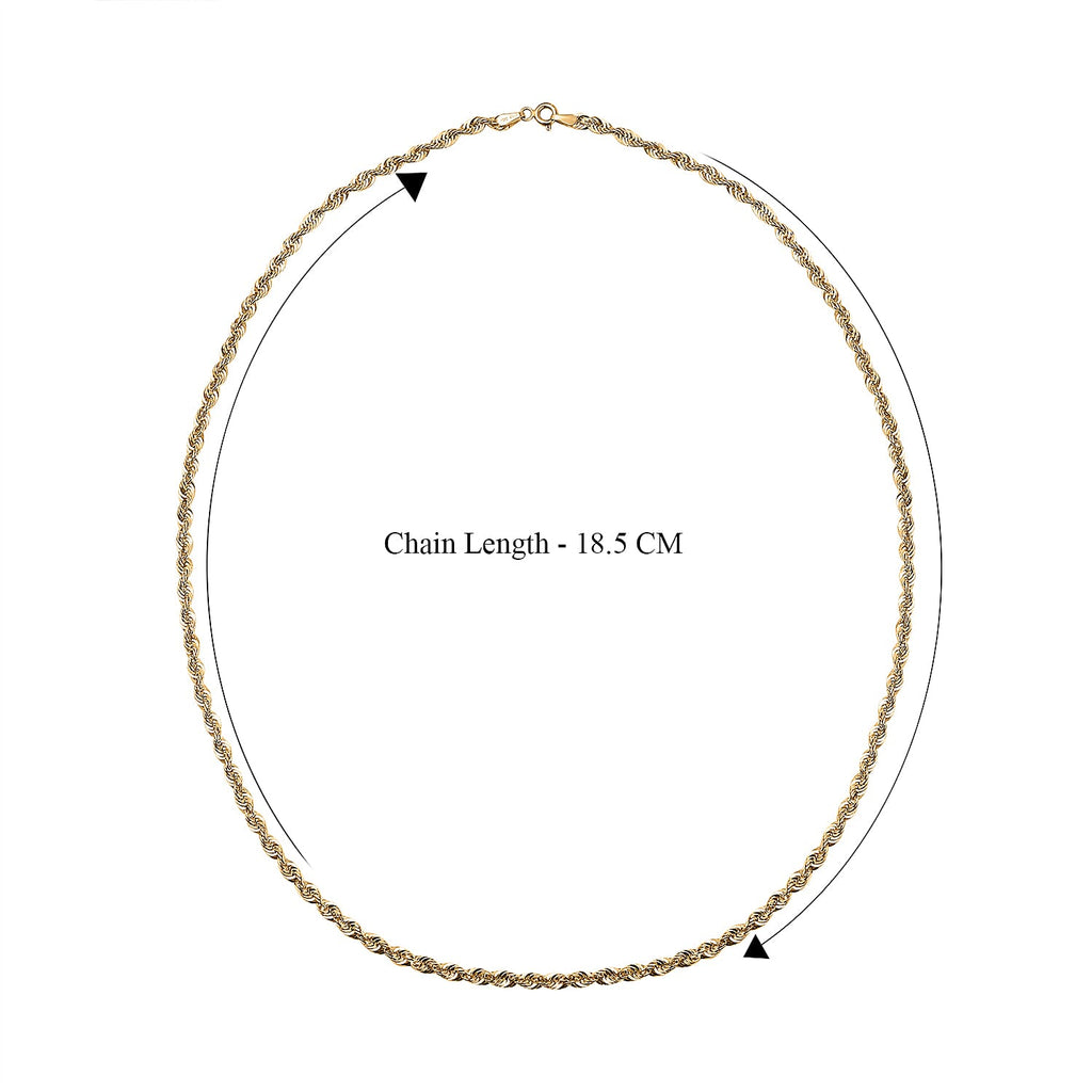 Maestro Collection - 9K Yellow Gold Rope Necklace (Size - 20) with Spring Ring Clasp, Gold Wt. 3.18 Gms.