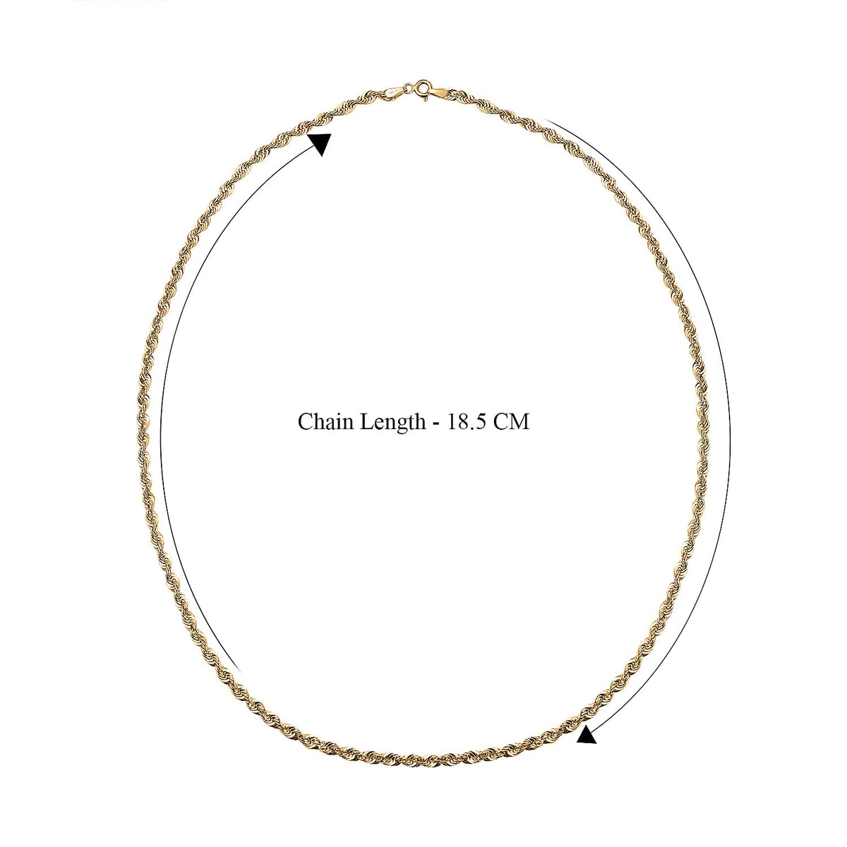 Maestro Collection - 9K Yellow Gold Rope Necklace (Size - 20) with Spring Ring Clasp, Gold Wt. 3.18 Gms. 7533817 4