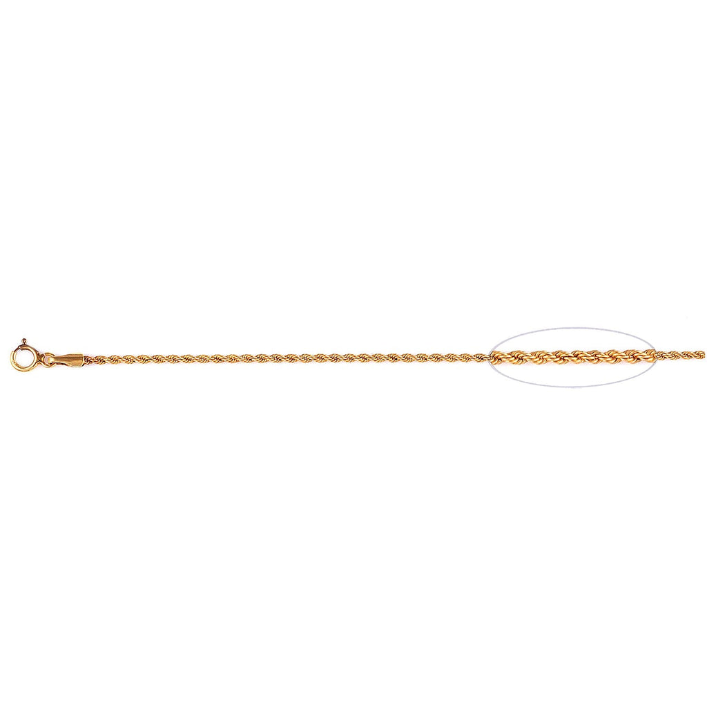 Vicenza Buy-9K Yellow Gold Rope Necklace (Size - 18) with Spring Ring Clasp