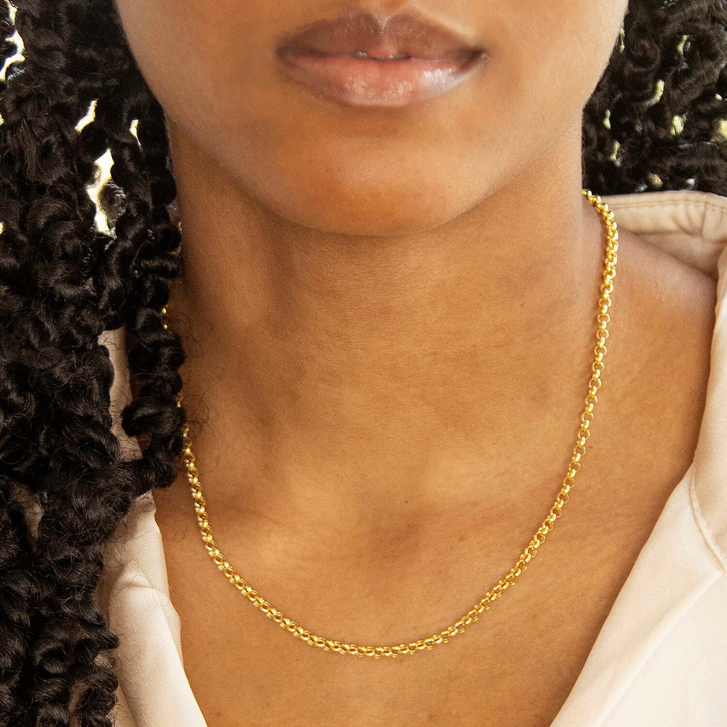 9K Yellow Gold Round Belcher Chain 18 Inch