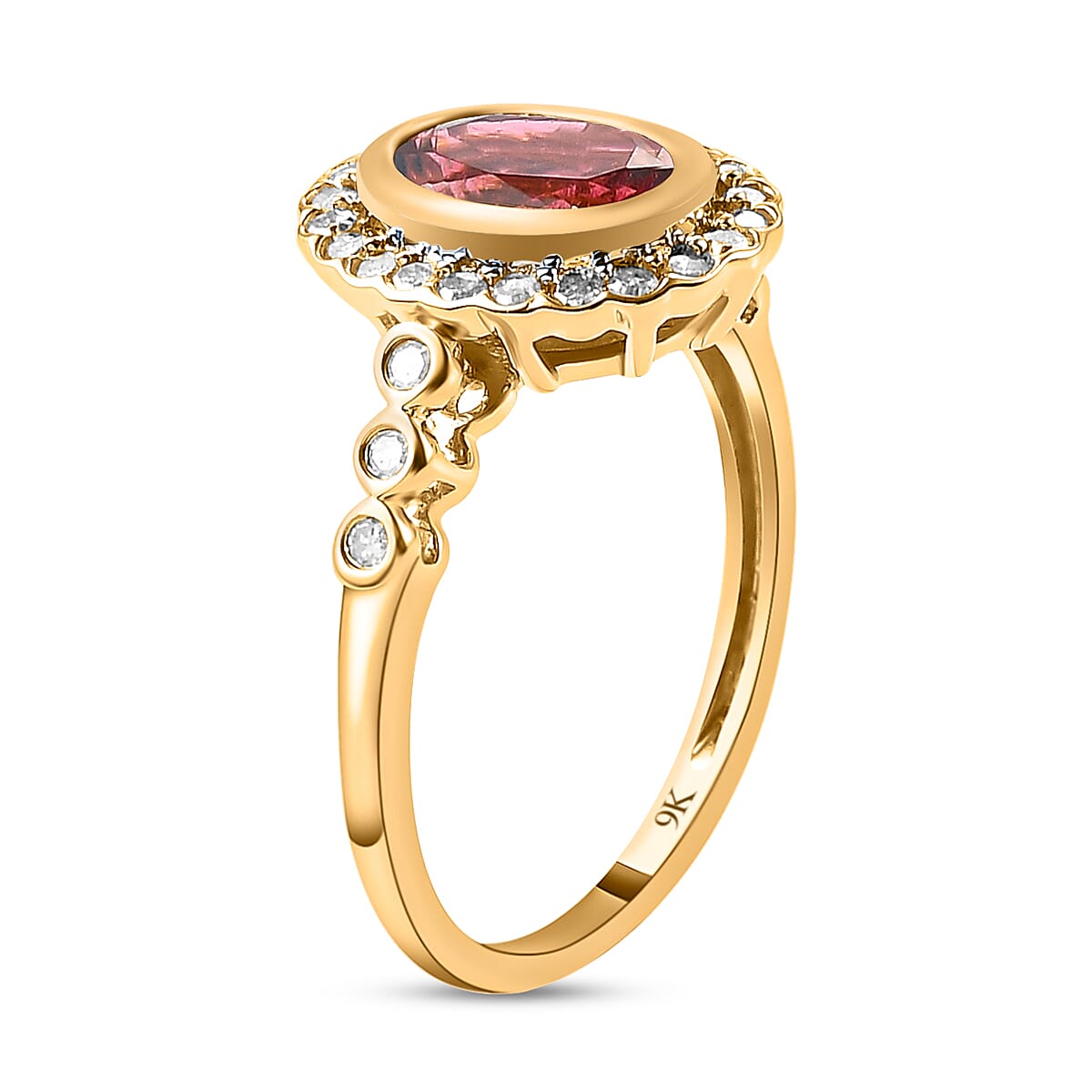 9K Yellow Gold Rubellite Halo Ring with Diamond 1.52 Ct. 8894105 4