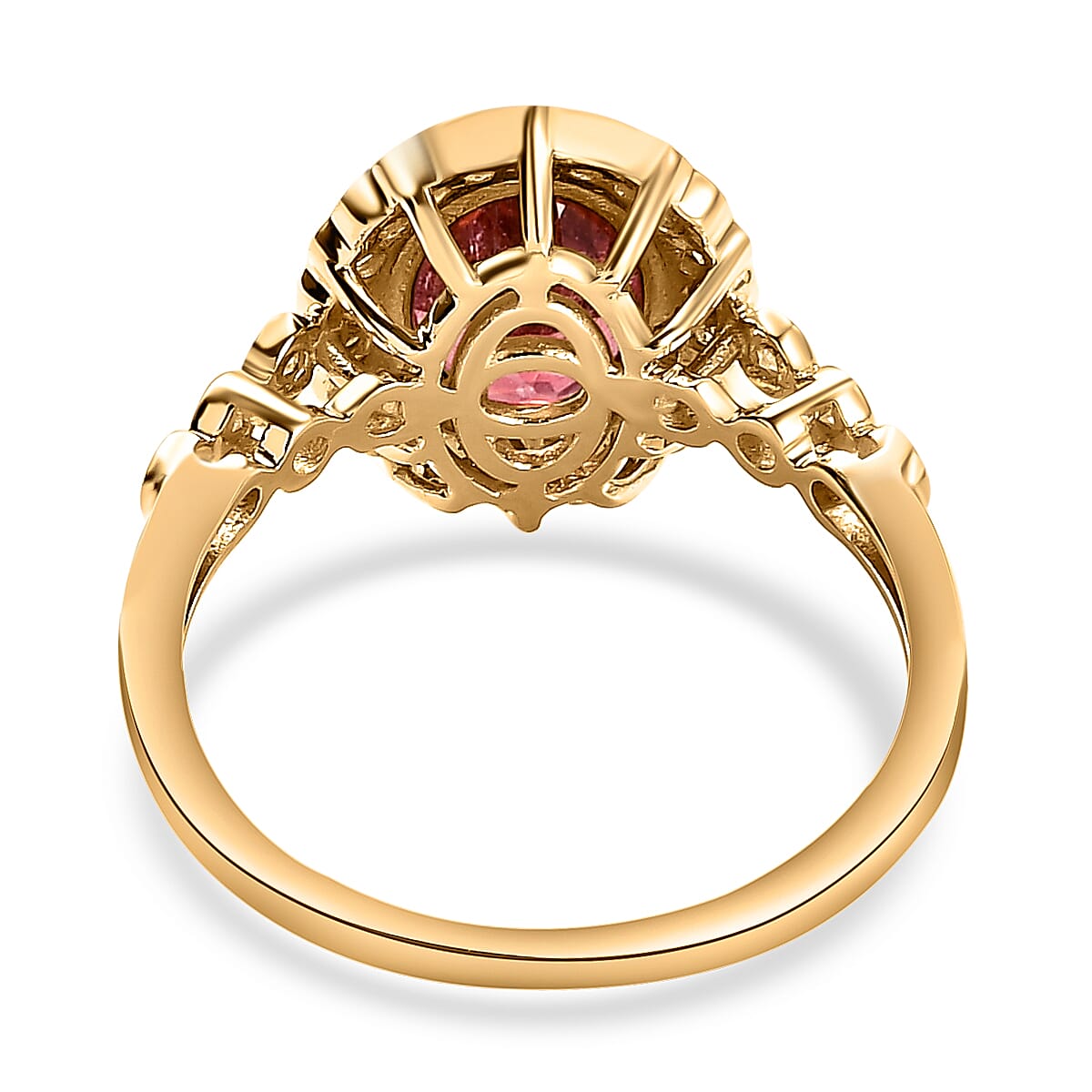 9K Yellow Gold Rubellite Halo Ring with Diamond 1.52 Ct. 8894105 5