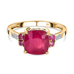 9K Yellow Gold Ruby & Moissanite Ring 3.81 Ct
