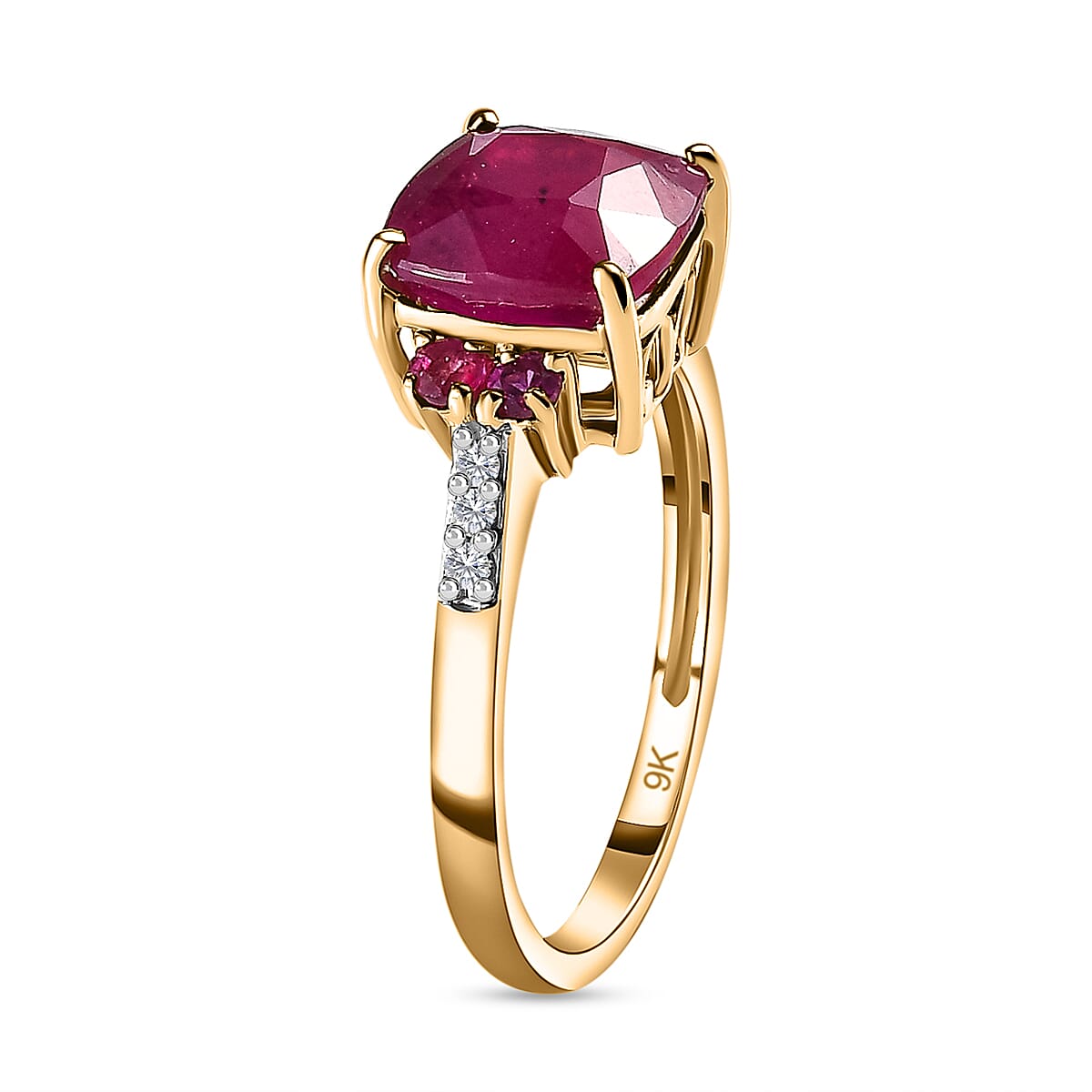 9K Yellow Gold Ruby &amp; Moissanite Ring 3.81 Ct 7564931 3
