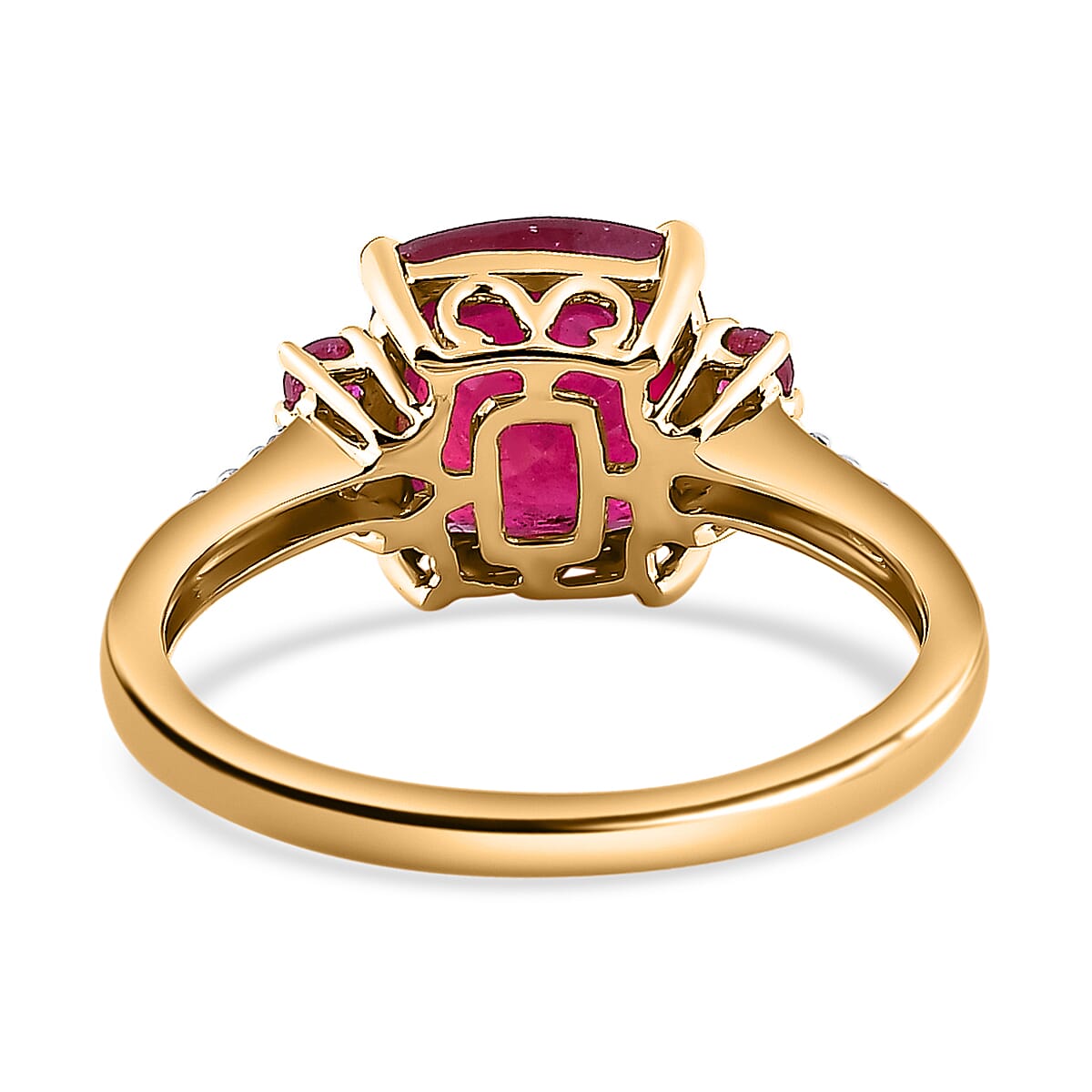 9K Yellow Gold Ruby &amp; Moissanite Ring 3.81 Ct 7564931 4
