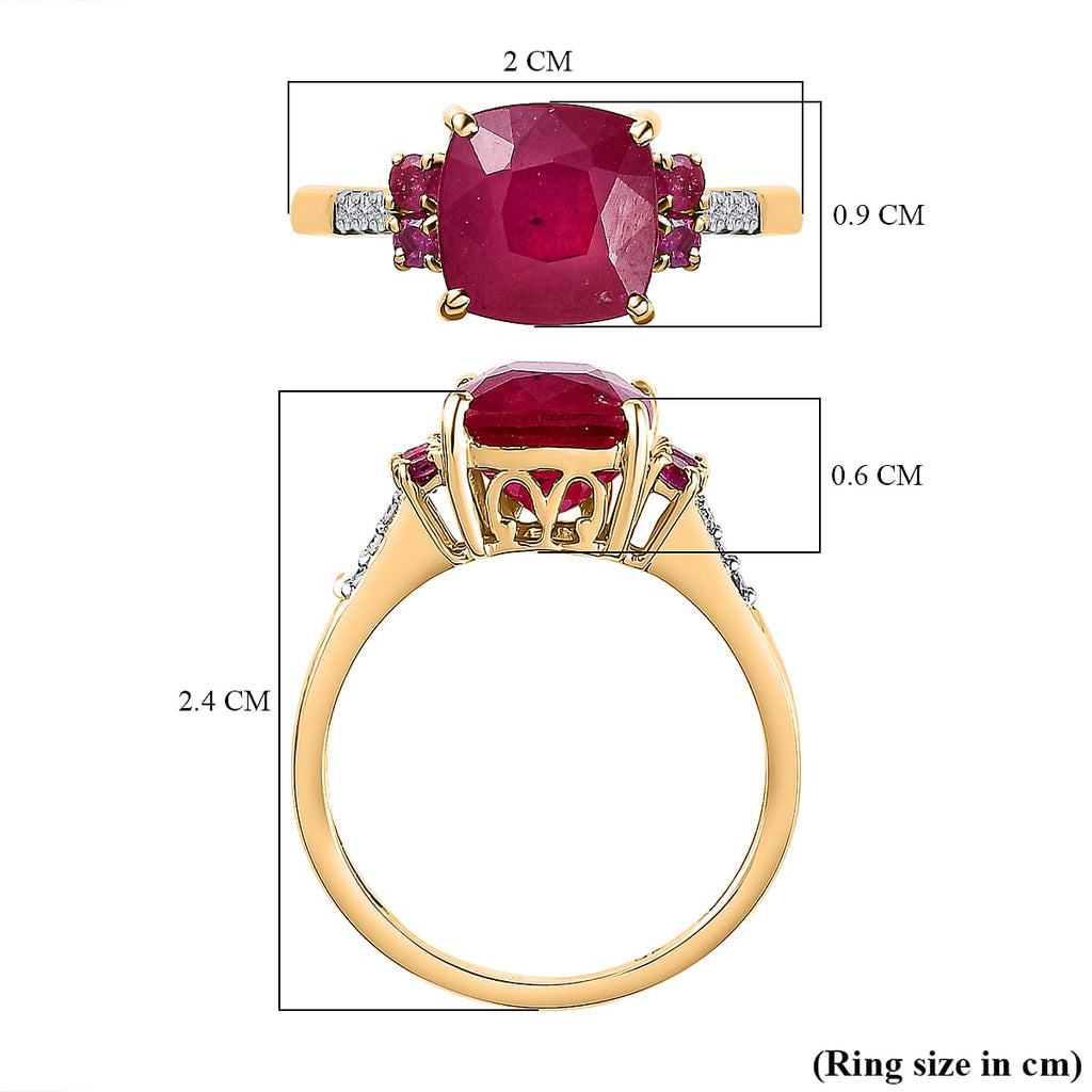 9K Yellow Gold Ruby & Moissanite Ring 3.81 Ct