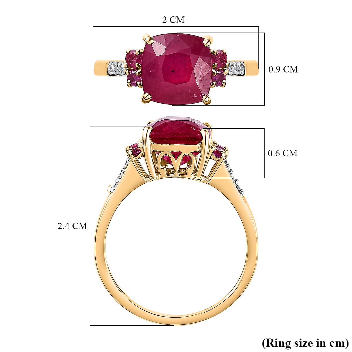 9K Yellow Gold Ruby &amp; Moissanite Ring 3.81 Ct 7564931 5