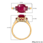 9K Yellow Gold Ruby & Moissanite Ring 3.81 Ct
