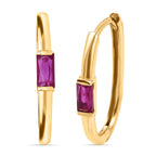 9K Yellow Gold Ruby Hoop Earrings with Clasp 0.20 Ct.