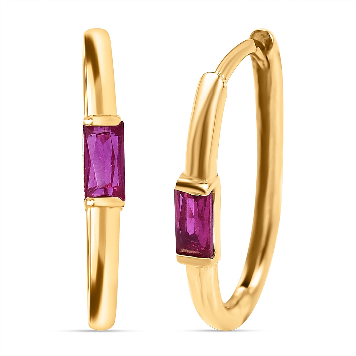 Ruby Hoop Earrings with Clasp in 9K Yellow Gold 7383337 0