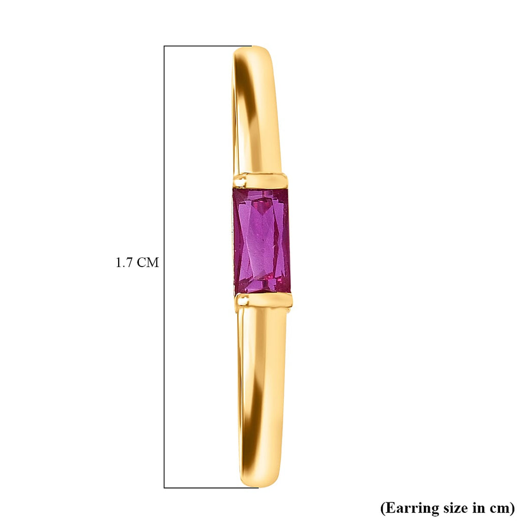 9K Yellow Gold Ruby Hoop Earrings with Clasp 0.20 Ct.