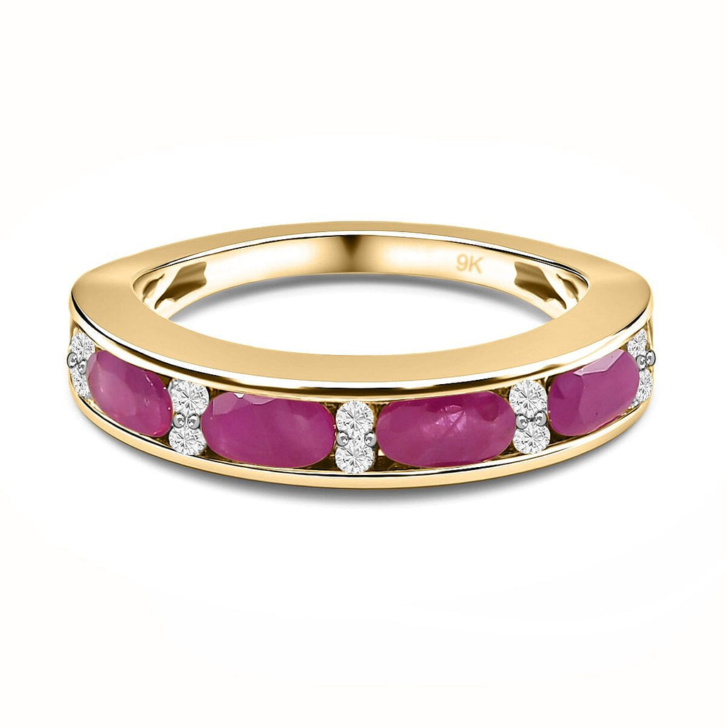 9K Yellow Gold Ruby and Diamond Ring 1.32 Ct.