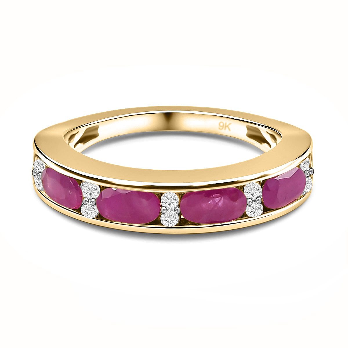 9K Yellow Gold Ruby and Diamond Half Eternity Wedding Band Ring 1.32 Ct 7238264 1
