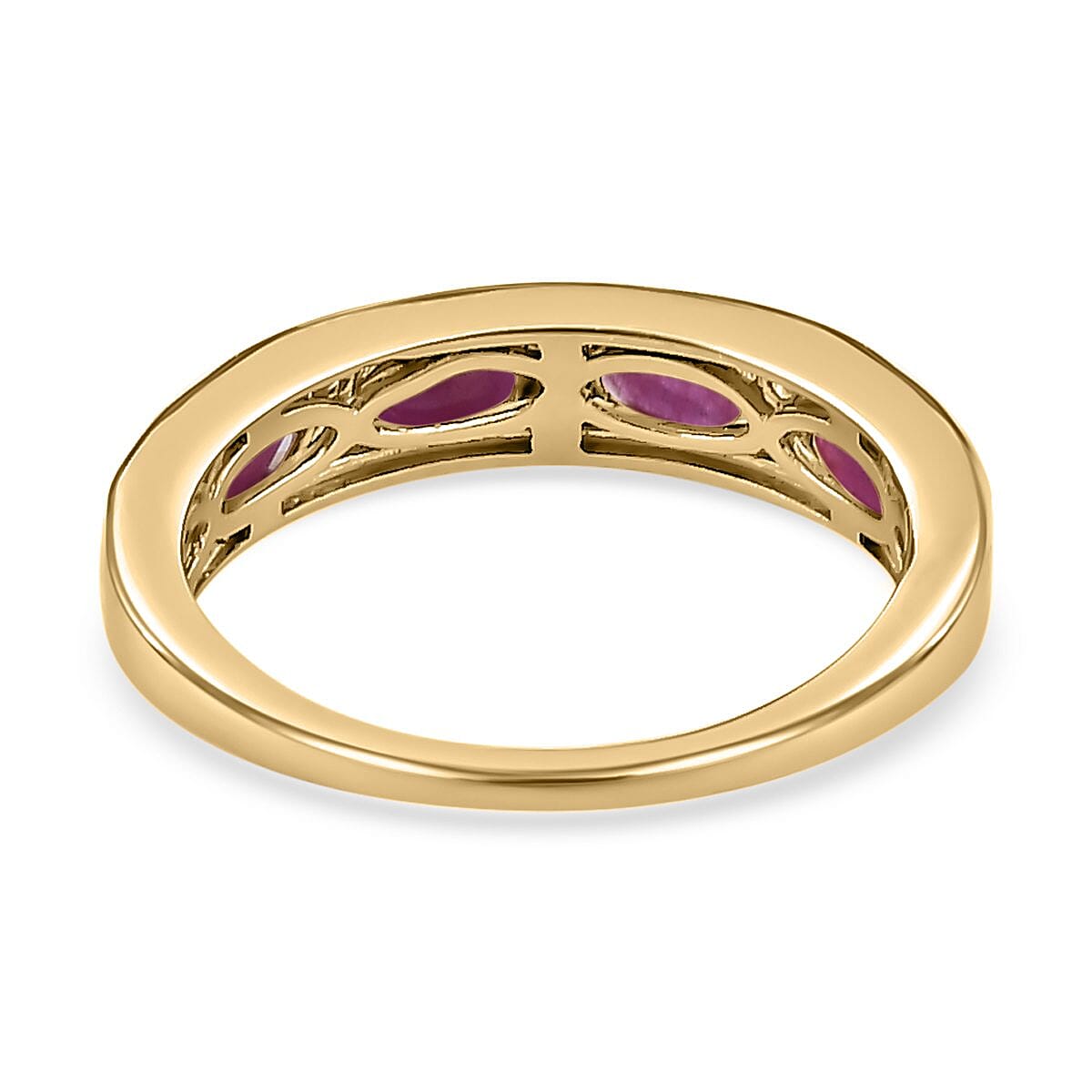 9K Yellow Gold Ruby and Diamond Half Eternity Wedding Band Ring 1.32 Ct 7238264 9