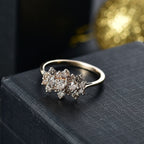 9K Yellow Gold SGL Certified Natural Champagne Diamond Boat Ring 1.00 Ct.