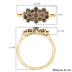 9K Yellow Gold SGL Certified Natural Champagne Diamond Boat Ring 1.00 Ct.