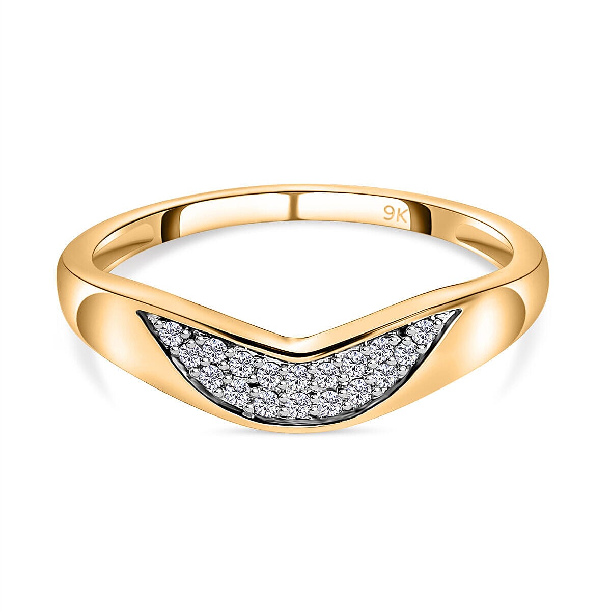 9K Yellow Gold SGL Certified Diamond Wishbone Ring