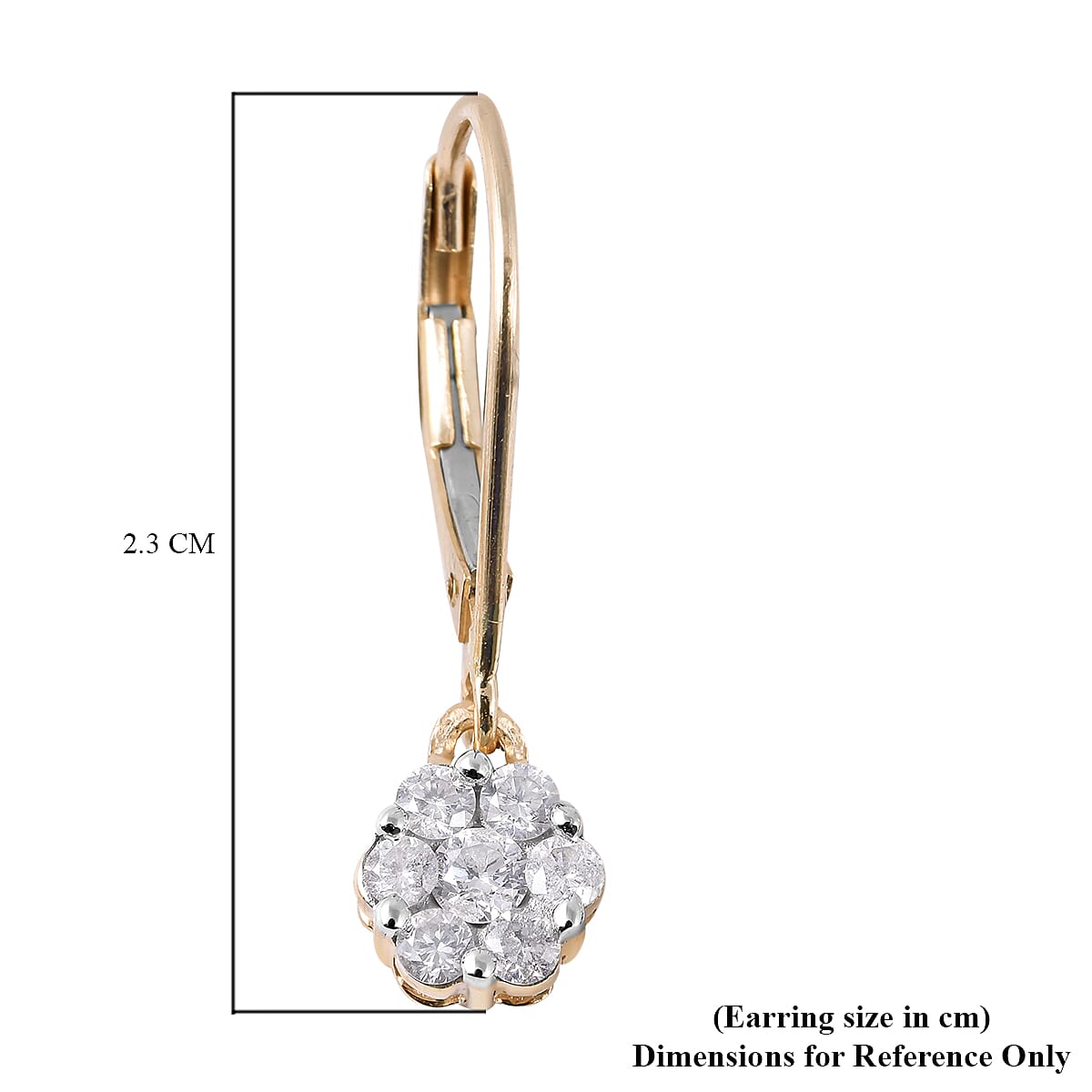 Diamond (I3-GH) Pressure Set Floral Lever Back Earrings in 9K Yellow Gold, SGL Certified 3188076 5