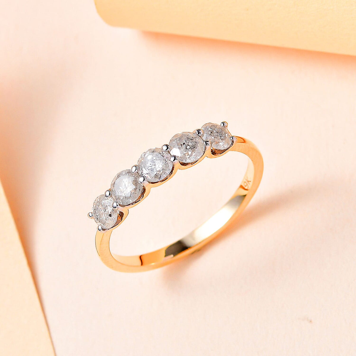 One Time Close Out Deal- 9K Yellow Gold SGL Certified Diamond (G-H) 5 Stone Ring 1.00 Ct 7536177 3
