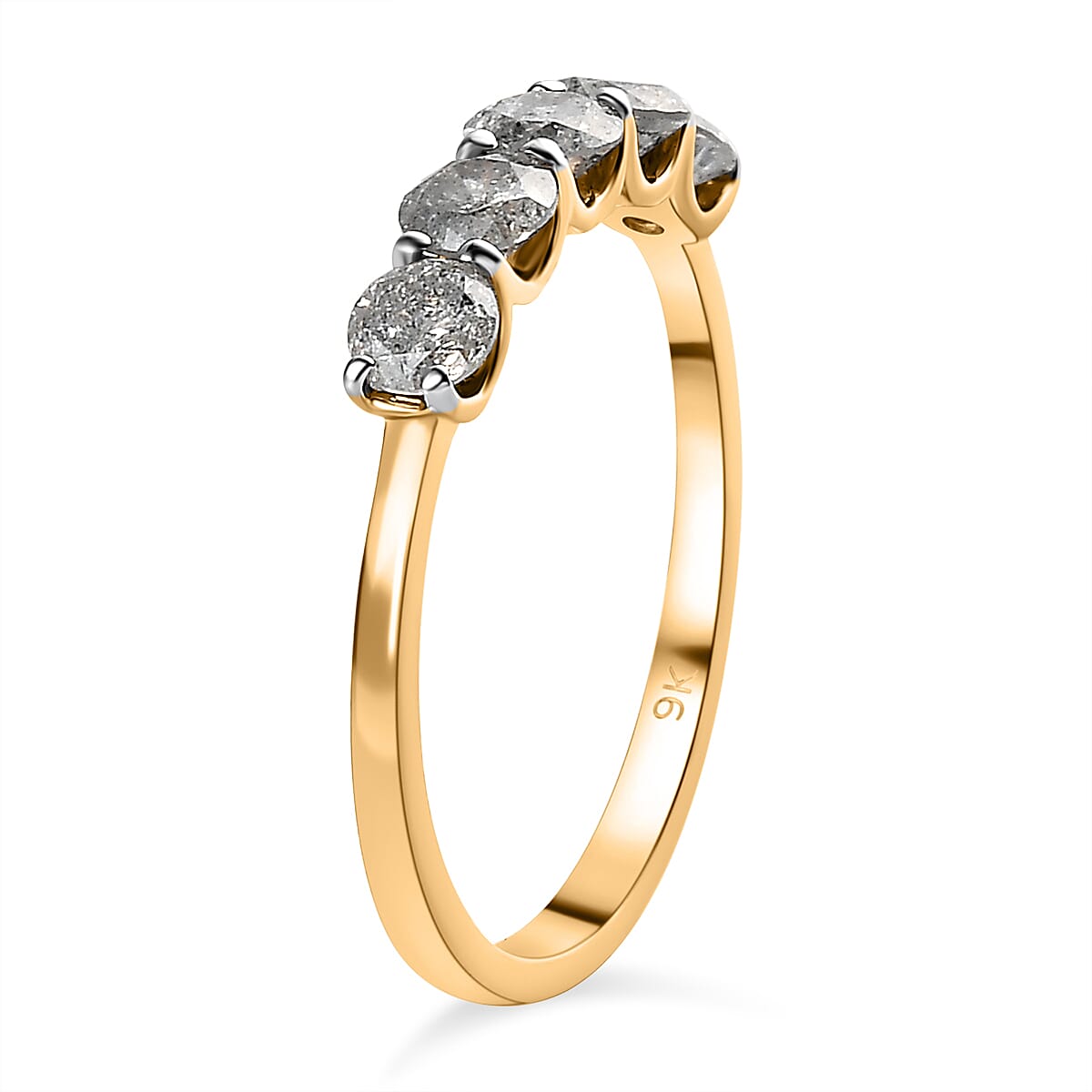 One Time Close Out Deal- 9K Yellow Gold SGL Certified Diamond (G-H) 5 Stone Ring 1.00 Ct 7536177 7