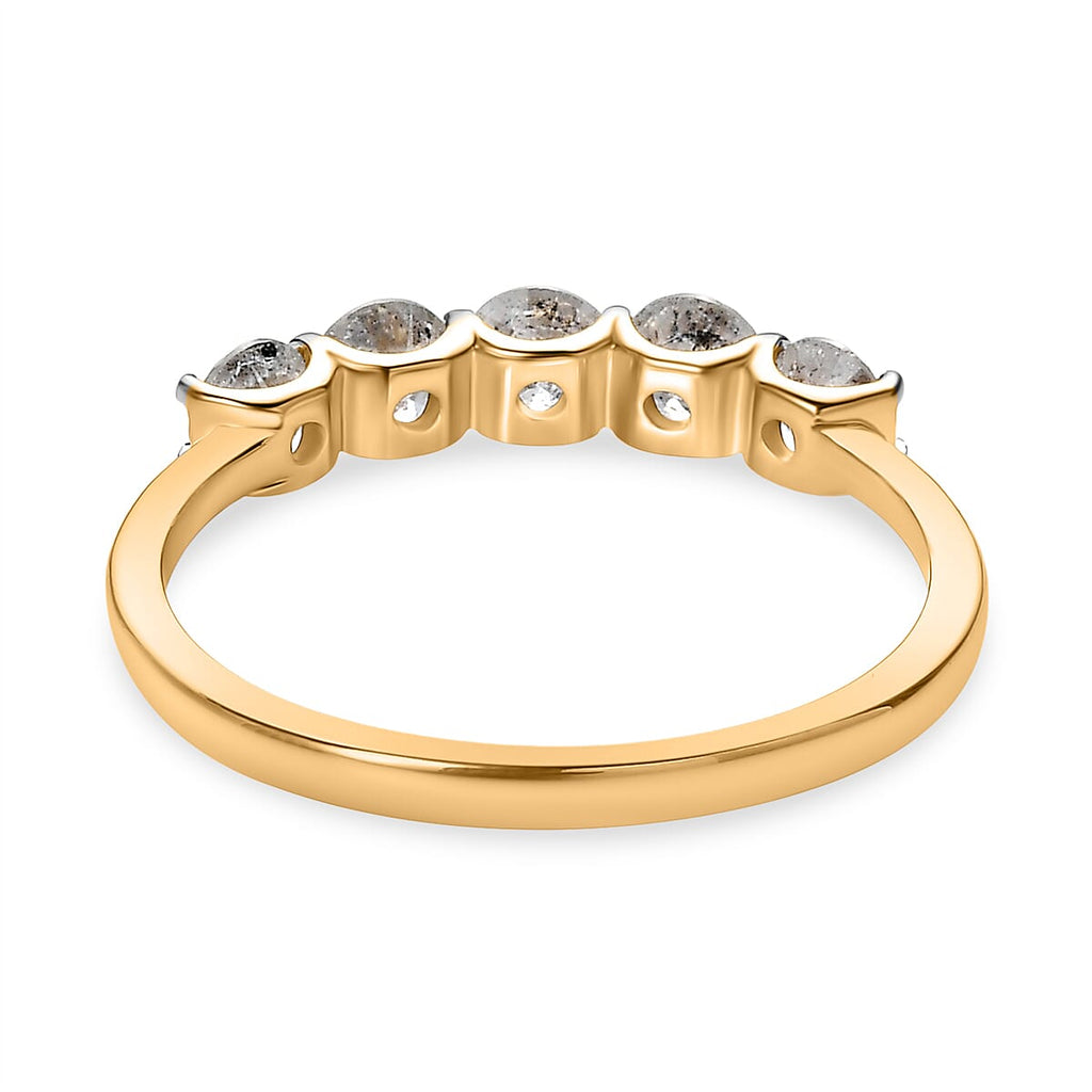 One Time Close Out Deal- 9K Yellow Gold SGL Certified Diamond (G-H) 5 Stone Ring 1.00 Ct