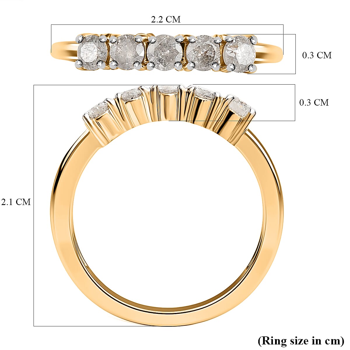 0.50 Ct SGL Certified Diamond I3 GH Five Stone Ring in 9K Yellow Gold 6092414 10