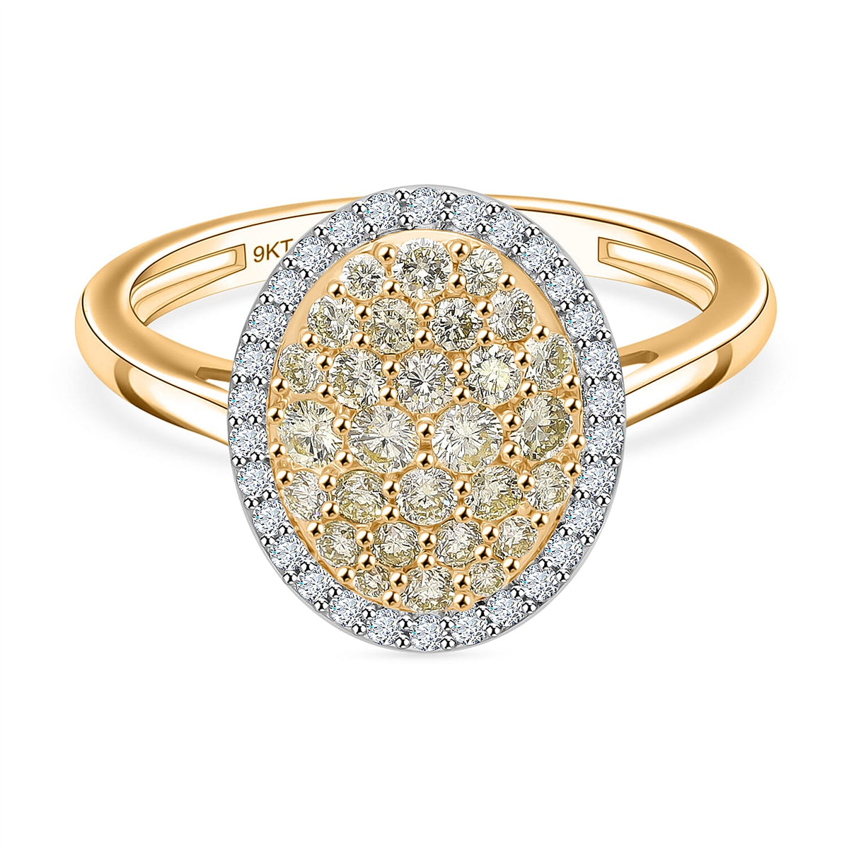 Super Find- 9K Yellow Gold SGL Certified Natural Yellow Diamond &amp; White Diamond Ring 1.00 Ct. 8114259 0