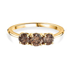 Argyle Diamond Closeout - 9K Yellow Gold SGL Certified I3 Natural Champagne Diamond 3 Stone Ring 1.00 Ct.